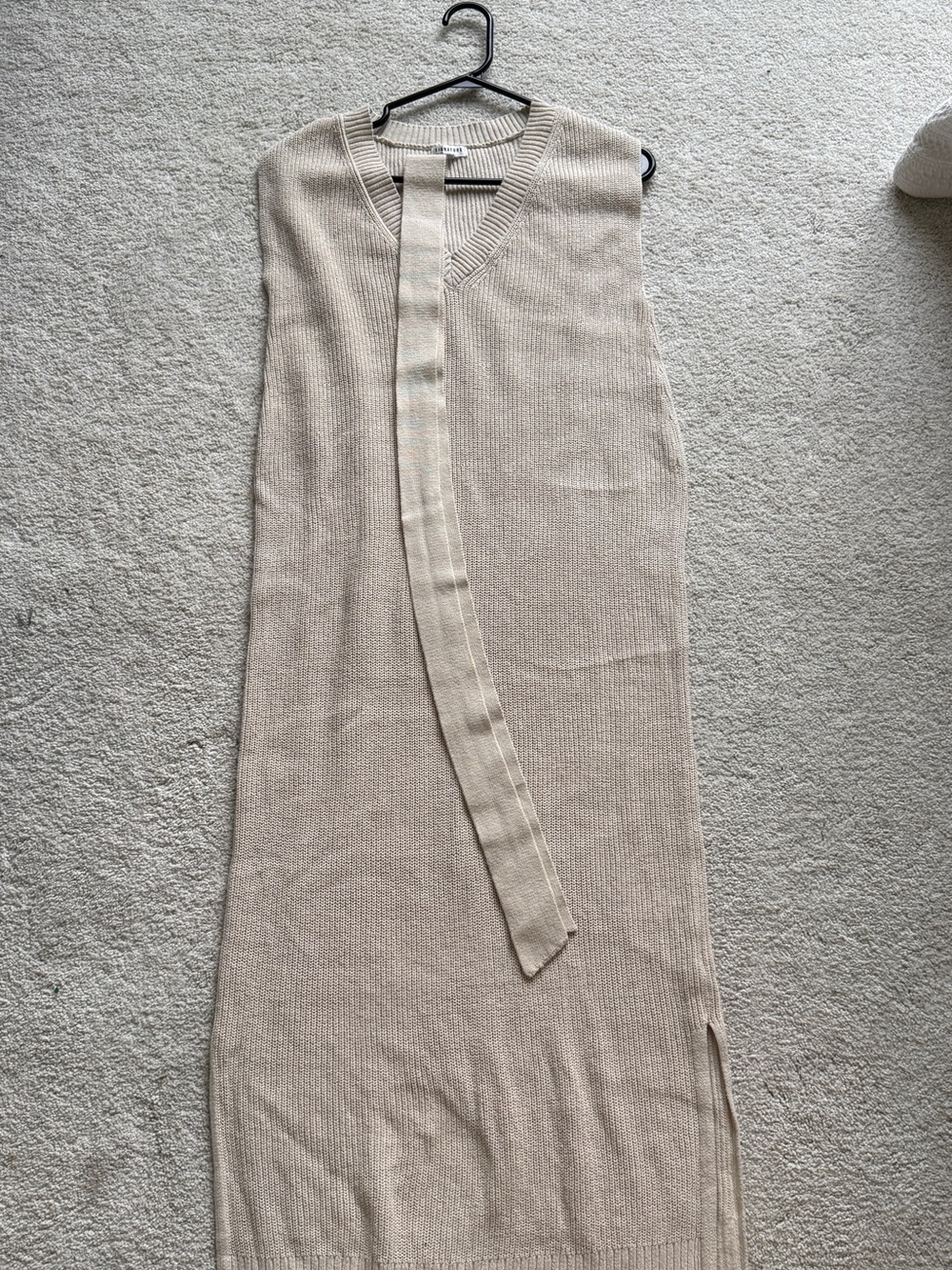 Sleeveless Knit Midi Dress in Neutral Beige